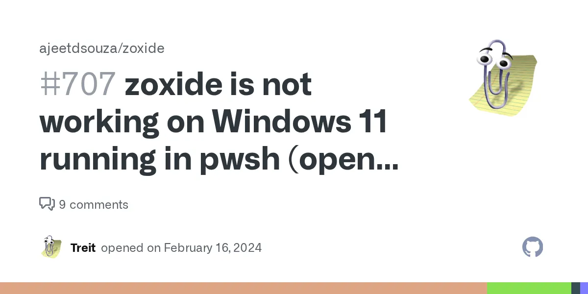I installed zoxide via cargo install zoxide and added the line to my PowerShell (pwsh) $profile per the installation instructions: Invoke-Expression (& { (zoxide init powershell | Out-String) }) I ...